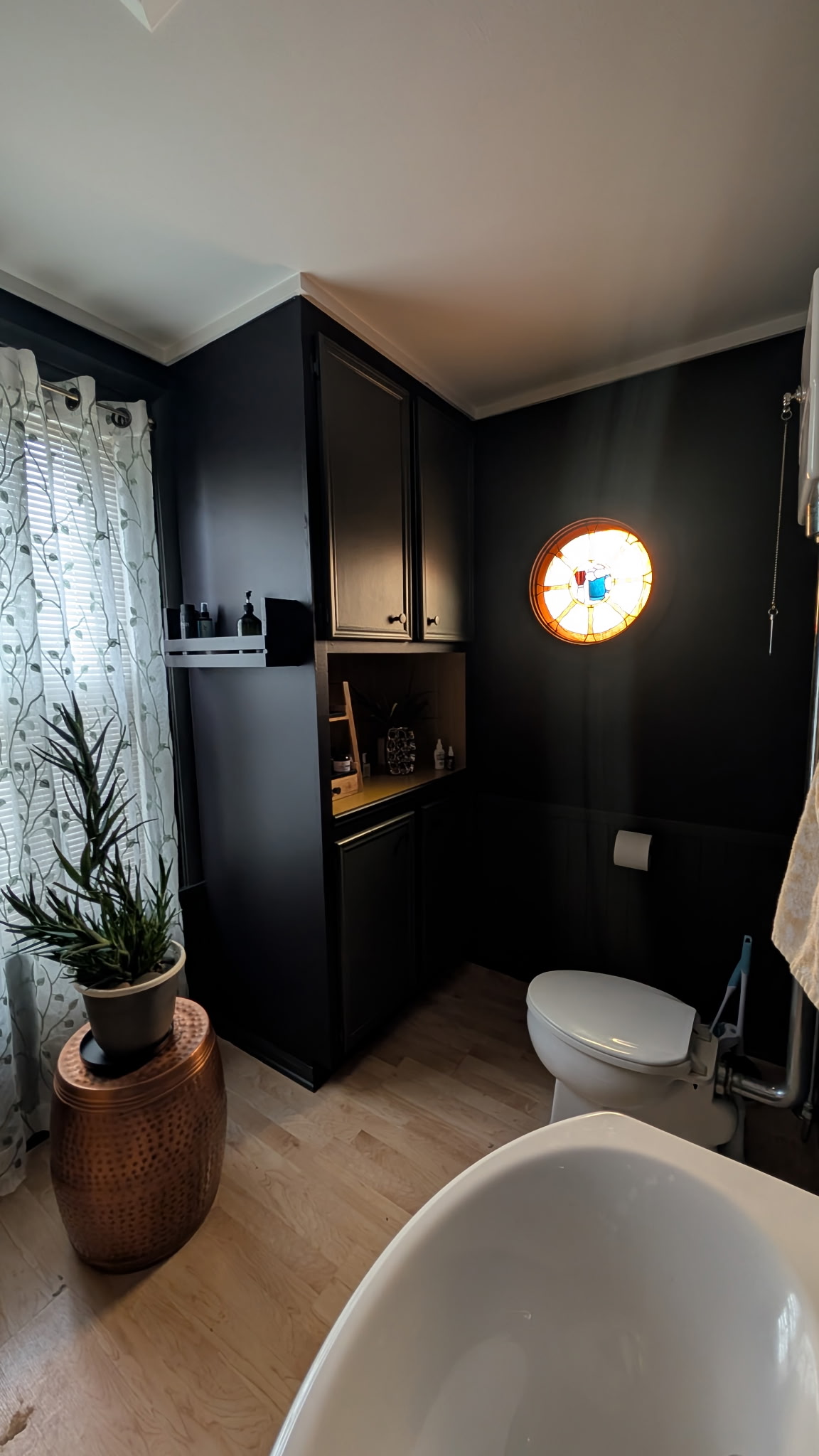 Finished bathroom, front view