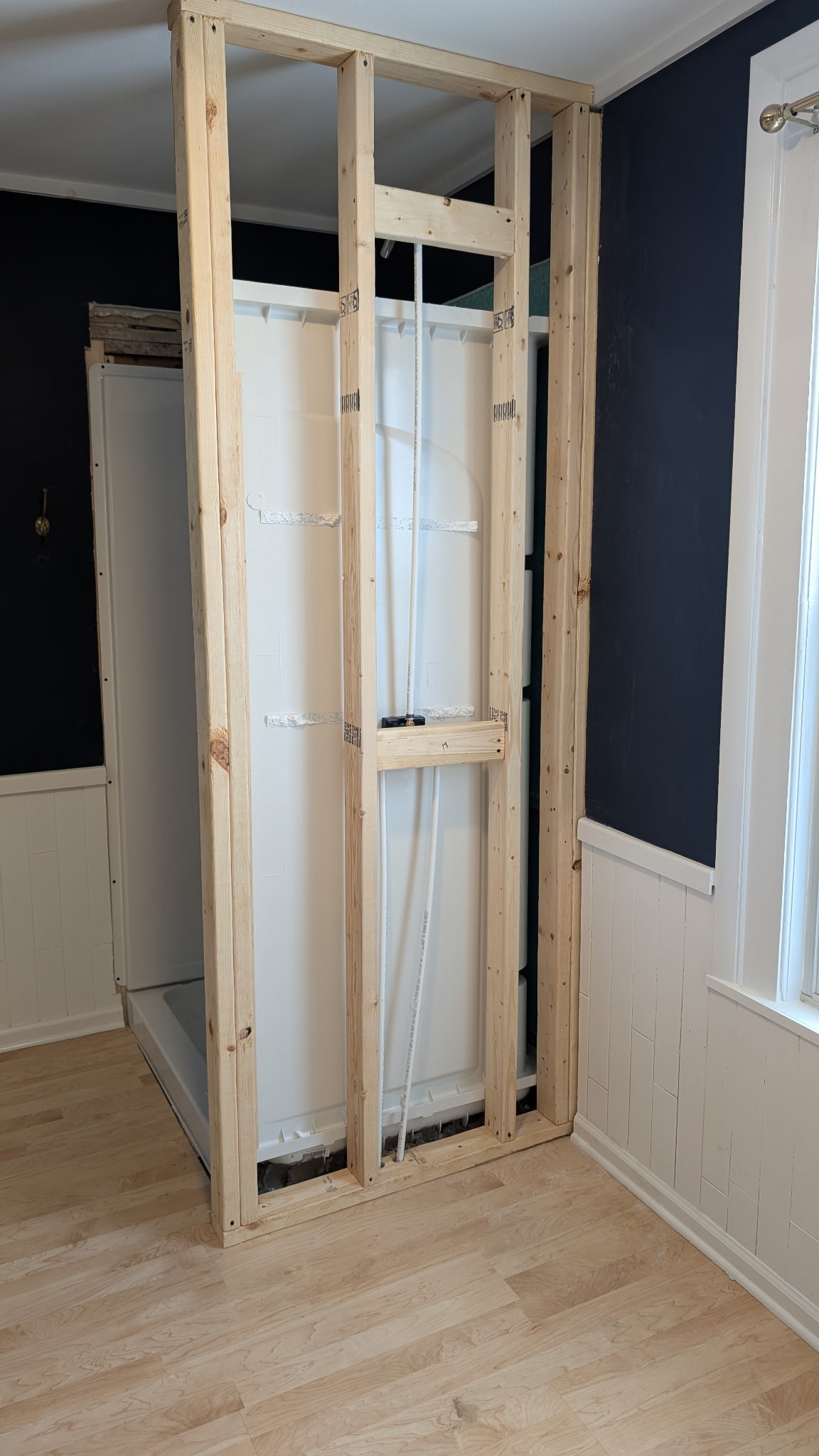 Shower area mid-renovation